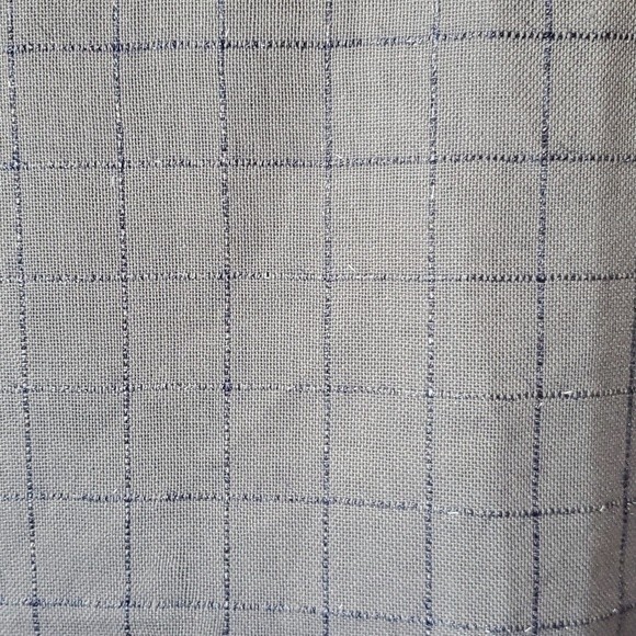 AHUSE BLUE GRAY WINDOWPANE WRAP/ SCARF METALLIC ACCENTS FRINGE - Picture 5 of 7